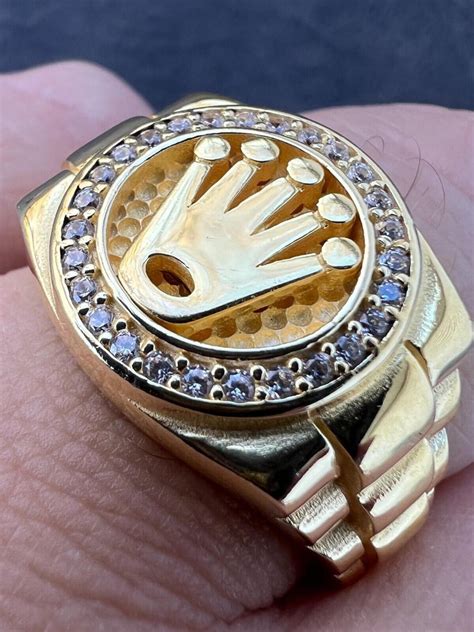 gold rolex logo ring|Rolex crown ring for sale.